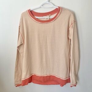 Hem & Thread Coral and Beige Striped Top